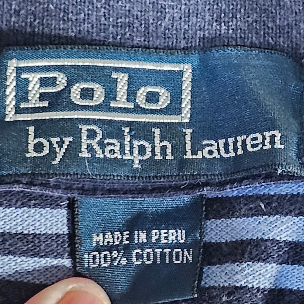 Polo Ralph Lauren Golf Polo Shirt Mens 2XLT Blue Striped ribbed cuffs&collar s/s - Picture 2 of 12